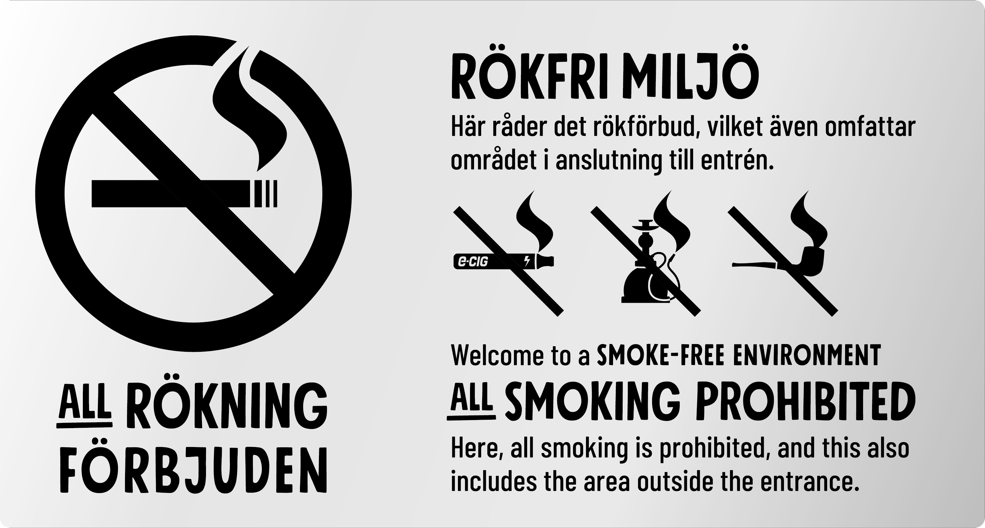 Bild rökförbudsskylt 06A07: Svart /Infärgad alu.