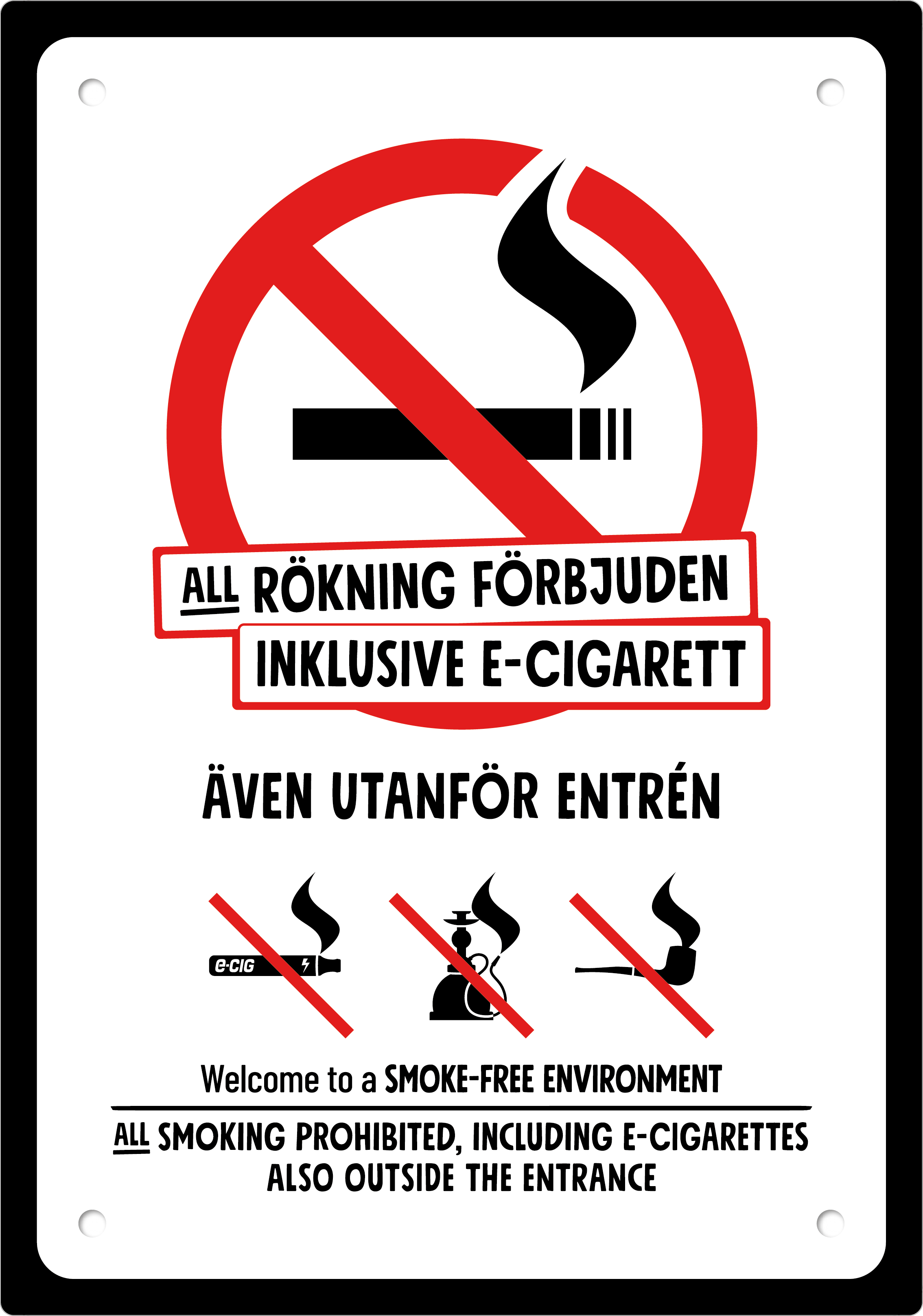 Bild rökförbudsskylt 08A03: Röd+Svart / Vit