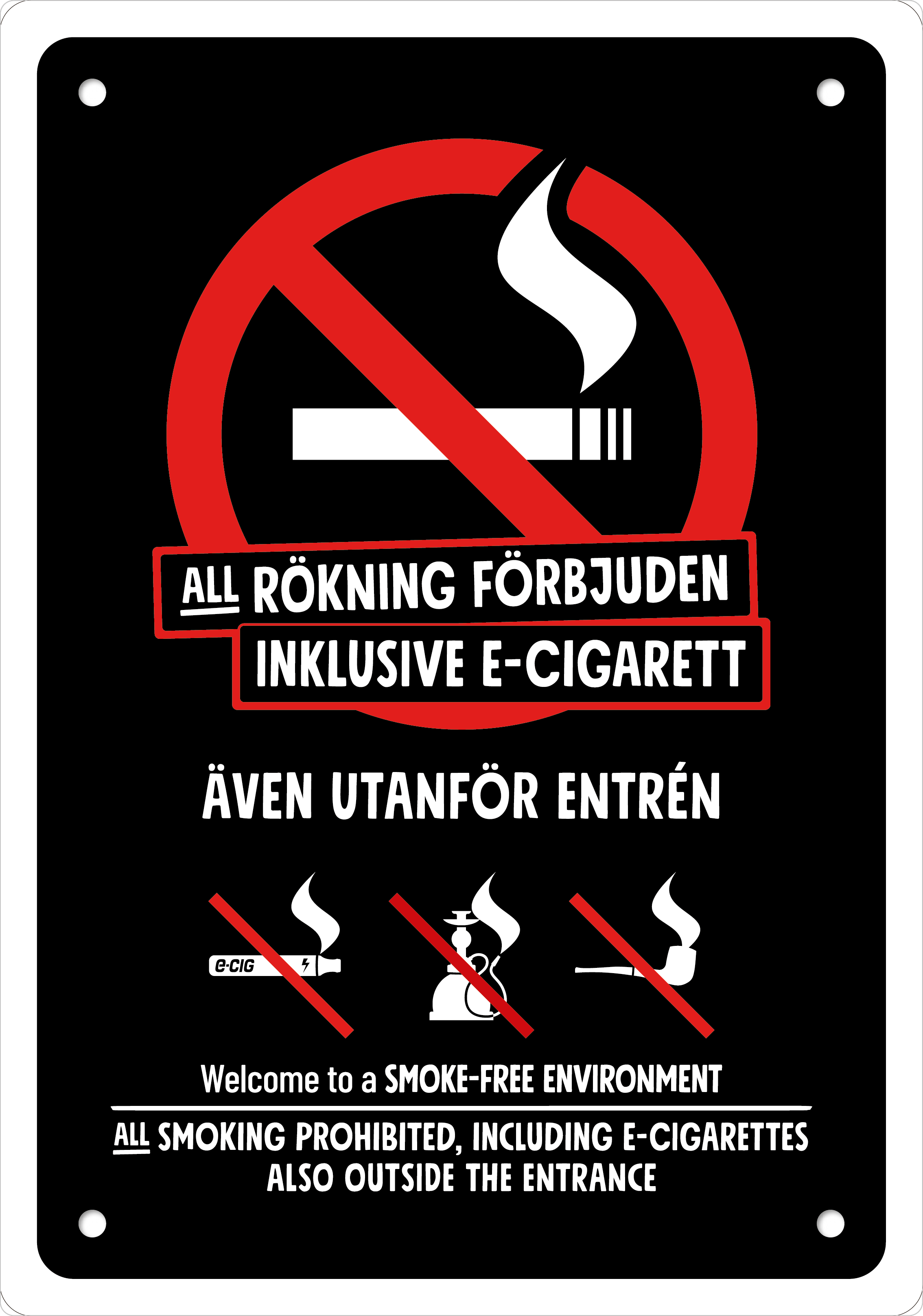 Bild rökförbudsskylt 08A04: Röd+Vit / Svart