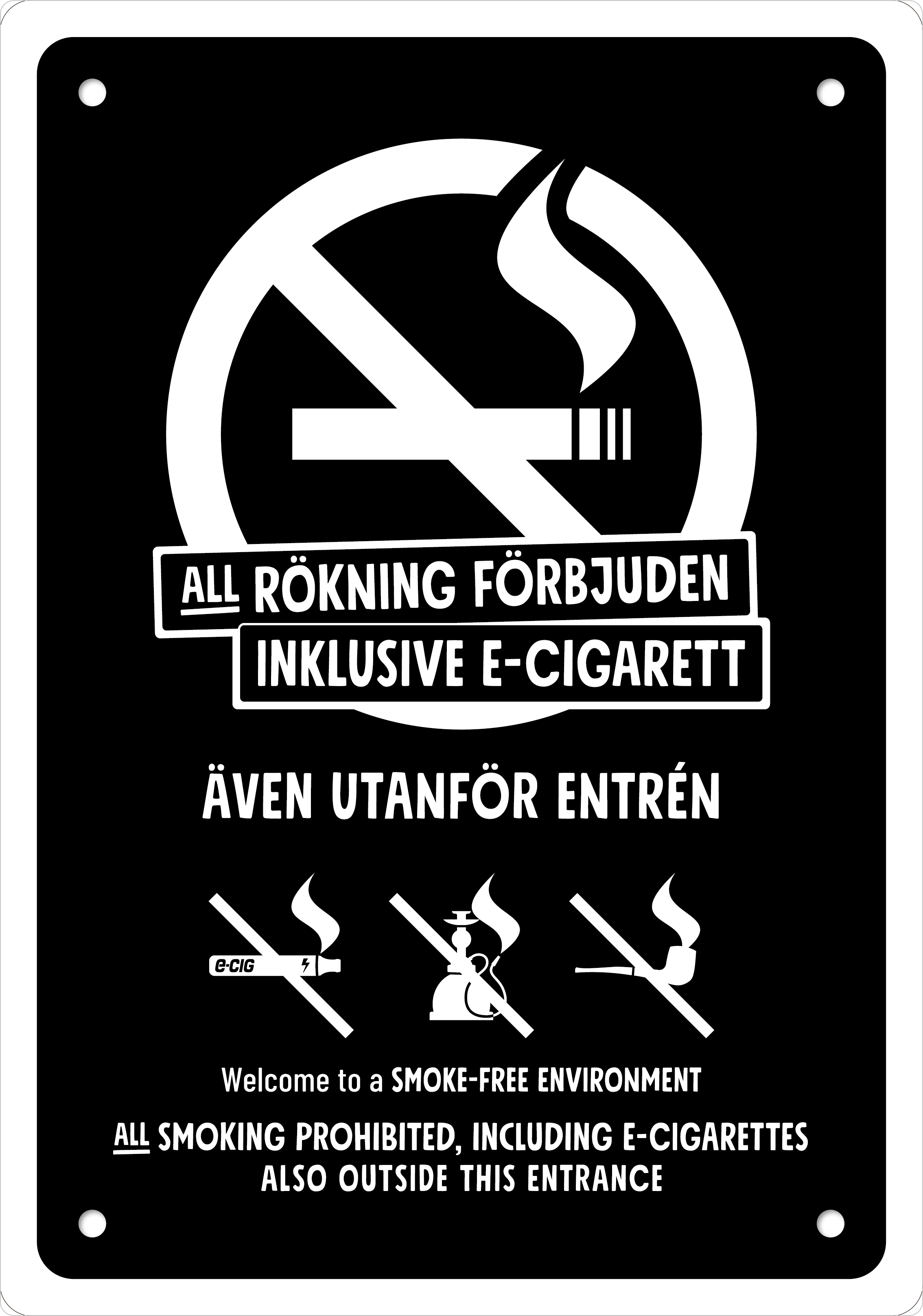 Bild rökförbudsskylt 08A05: Vit / Svart