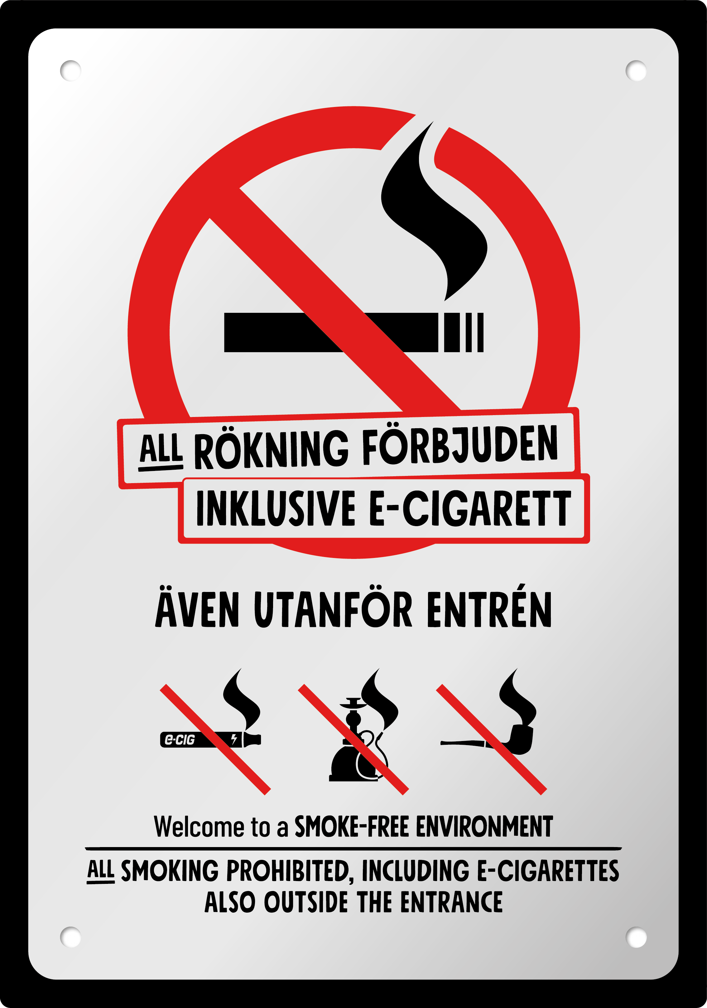 Bild rökförbudsskylt 08A06: Röd+Svart / Infärgad alu.