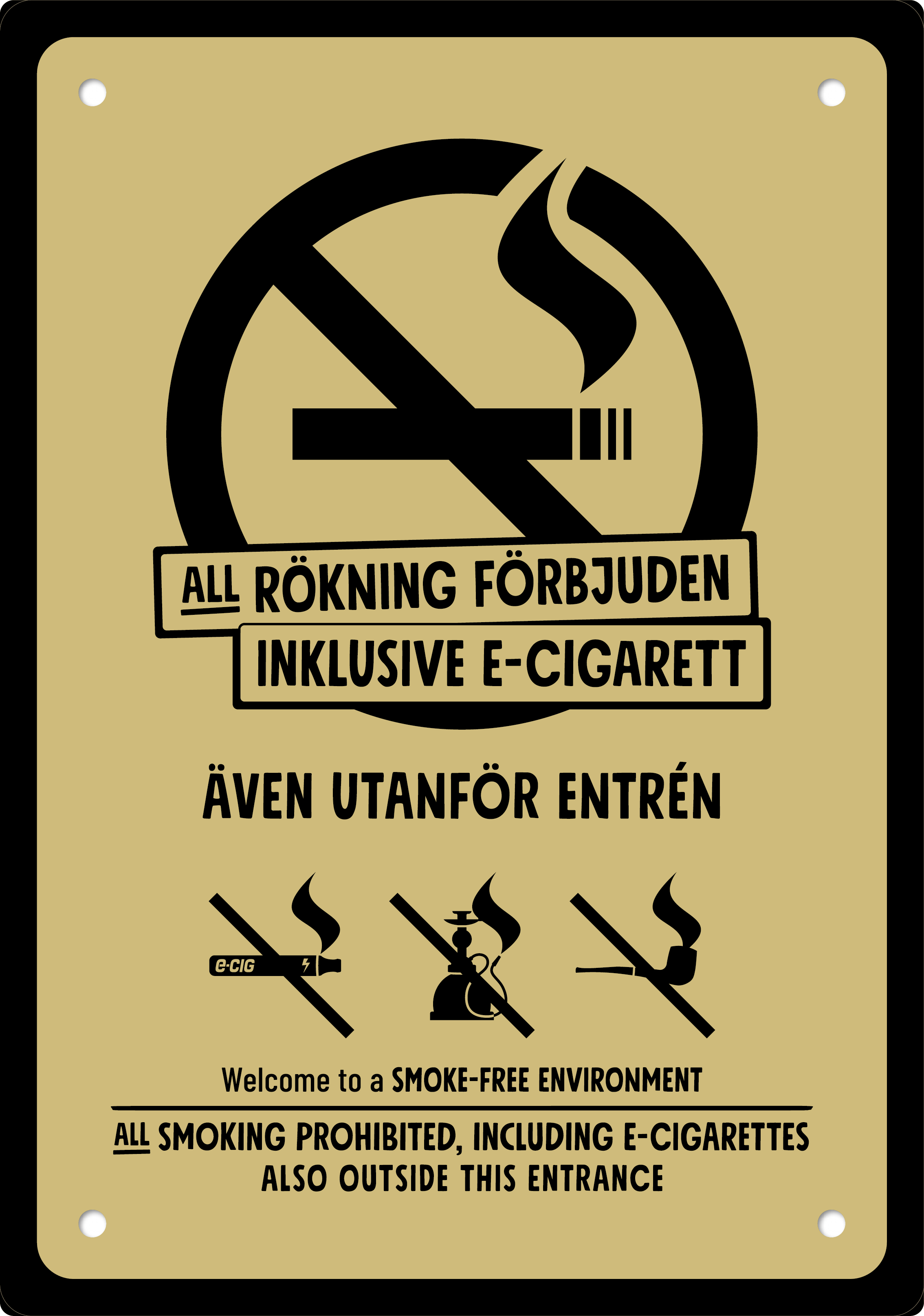 Bild rökförbudsskylt 08A08: Vit / Valfri PMS*