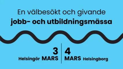 Grafisk bild med text. En välbesökt och givande jobb- och utbildningsmässa