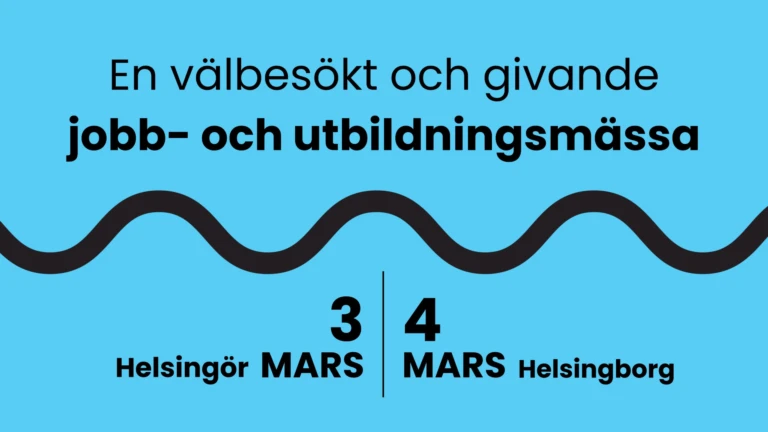 Grafisk bild med text. En välbesökt och givande jobb- och utbildningsmässa