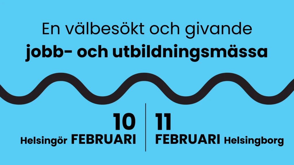 Huvudbild för mässan Tura till jobbet. Jobb- och utbildningsmässa. i Helsingborg den 11 februari 2027. I Helsingör den 10 februari 2027