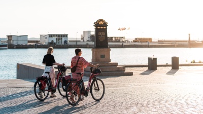 solnedgång, cykel, norra hamnen