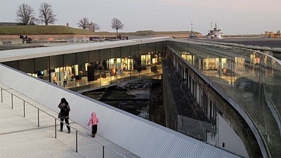 Sjöfartsmuseet i Helsingör sett ovanifrån.