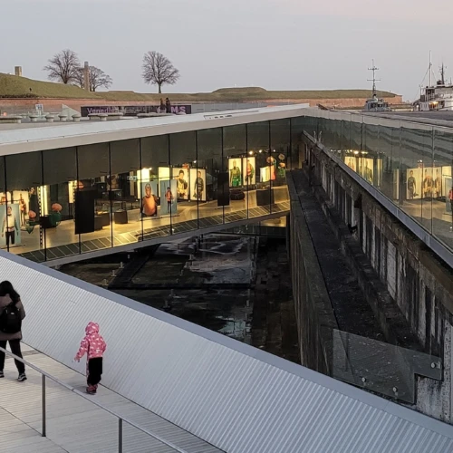 Sjöfartsmuseet i Helsingör sett ovanifrån.