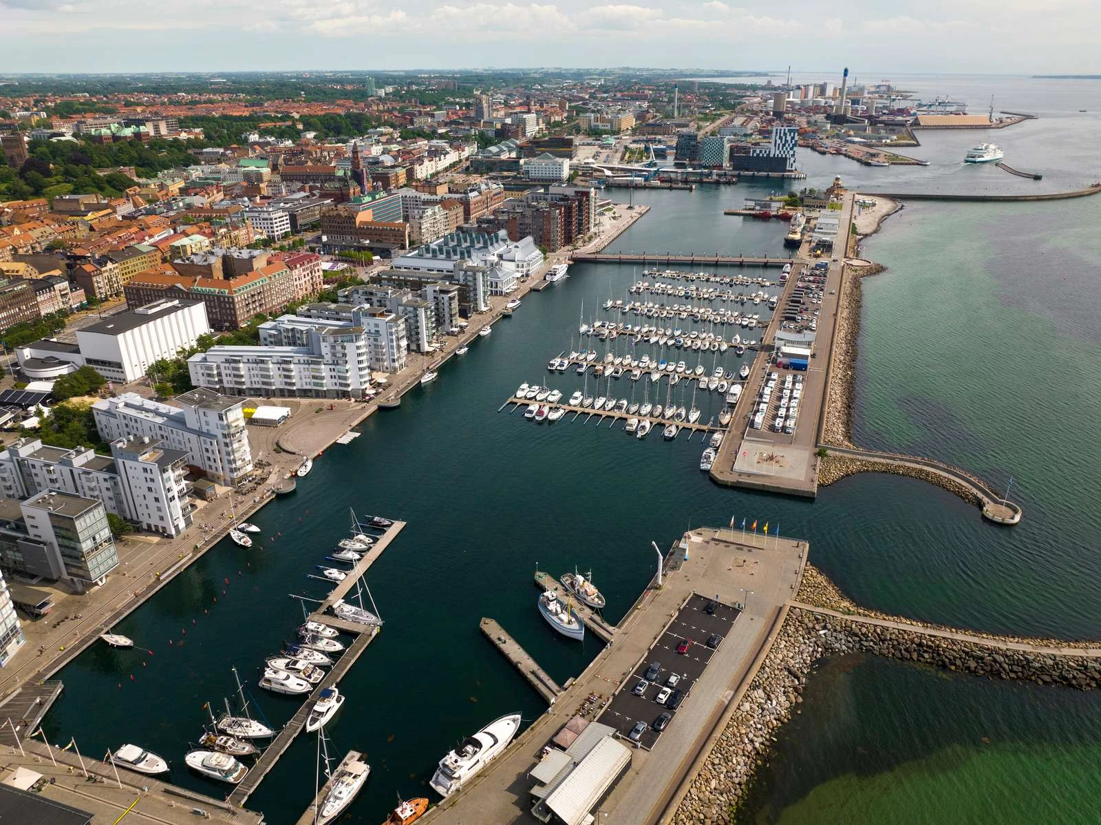 Drönarbild över Norra Hamnen i Helsingborg