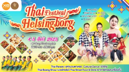 en affisch med reklam för en thai festival i Helsingborg