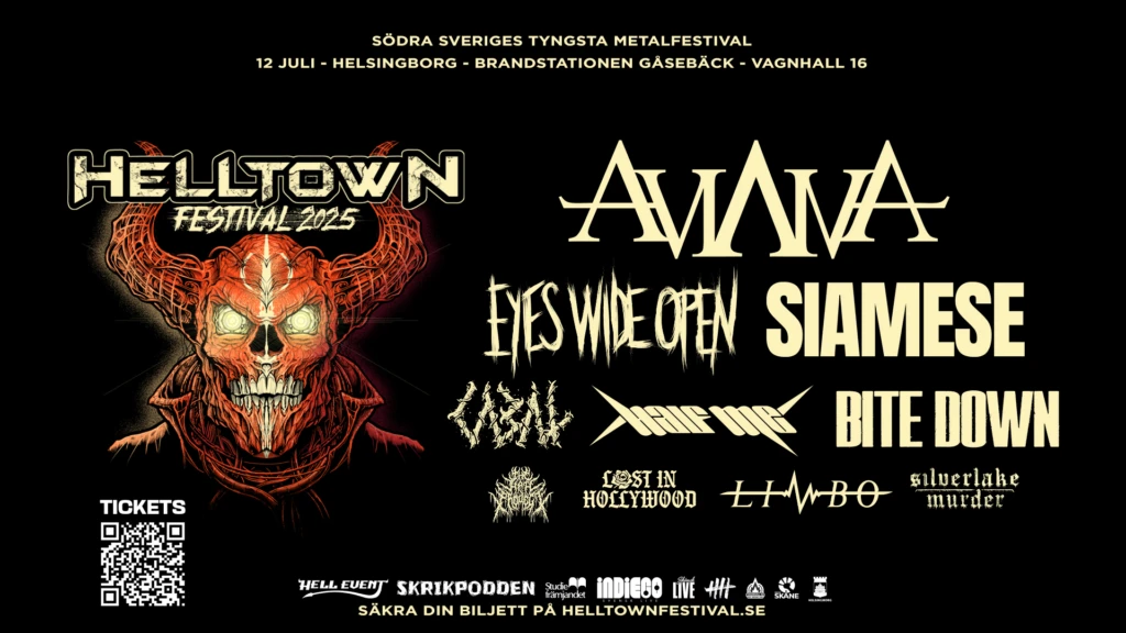 Festivalposter med musikgruppers namn