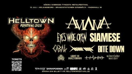 Festivalposter med musikgruppers namn
