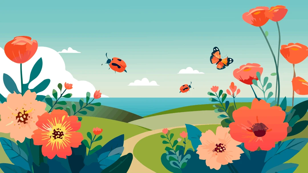 grafisk bild med sommarblommor