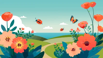 grafisk bild med sommarblommor