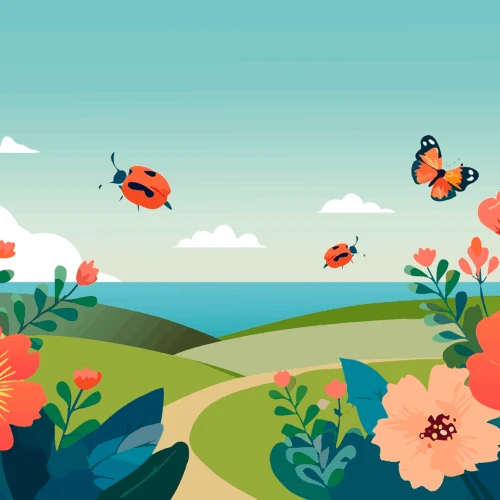 grafisk bild med sommarblommor