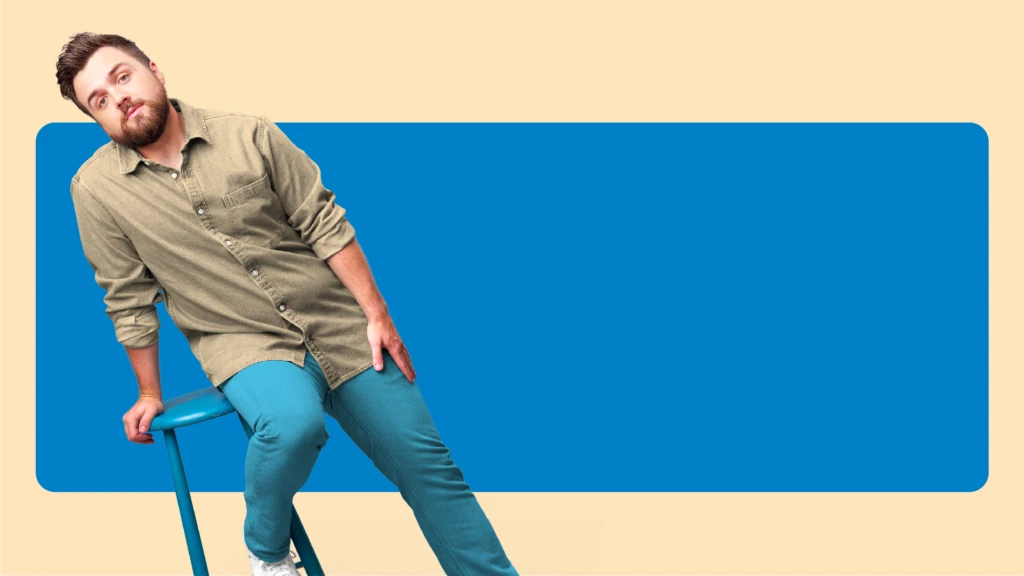 Carl Stanley på en blå bakgrund