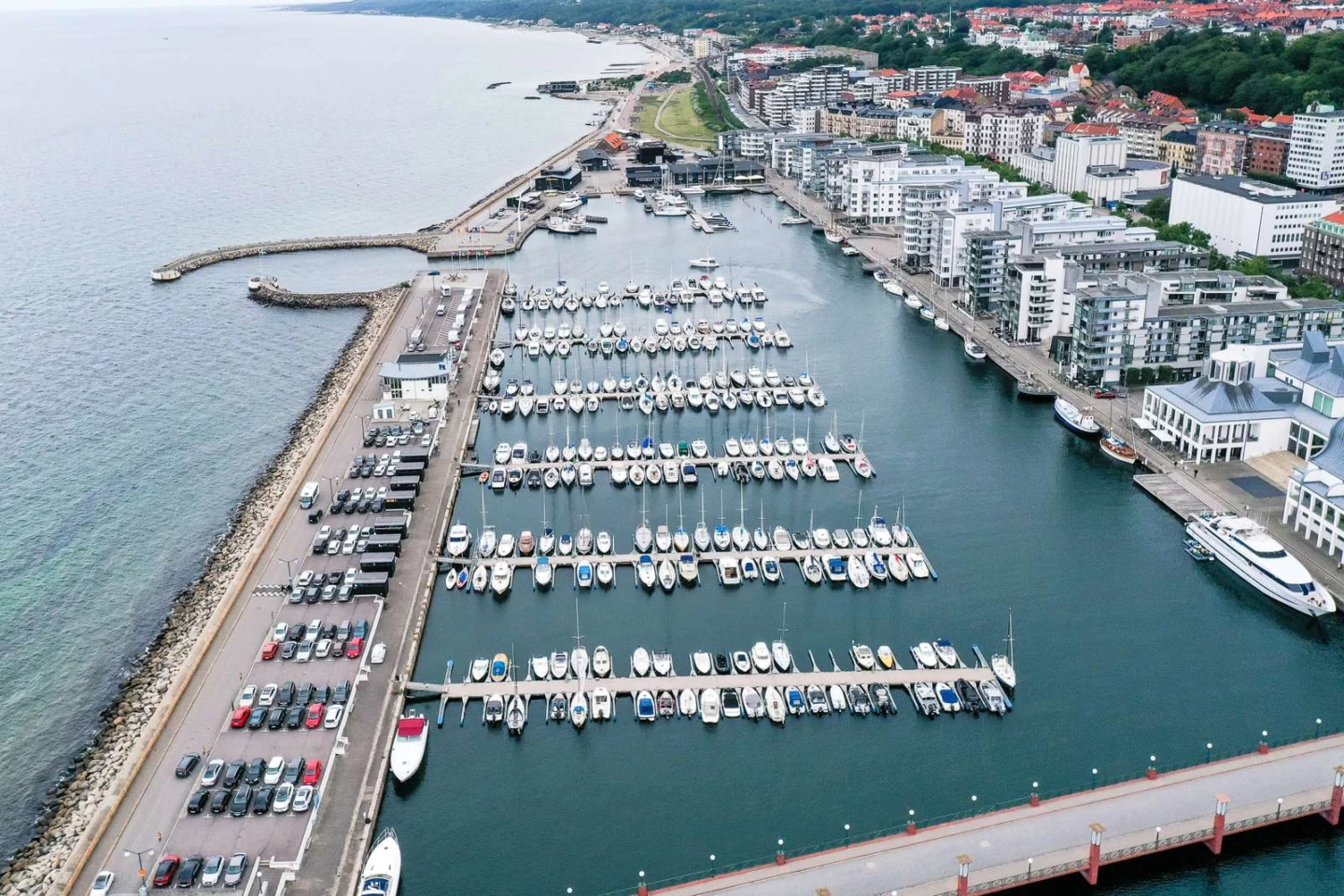 drönarbild över norra hamnen helsingborg