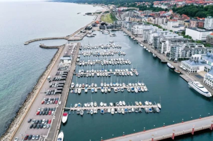 drönarbild över norra hamnen helsingborg
