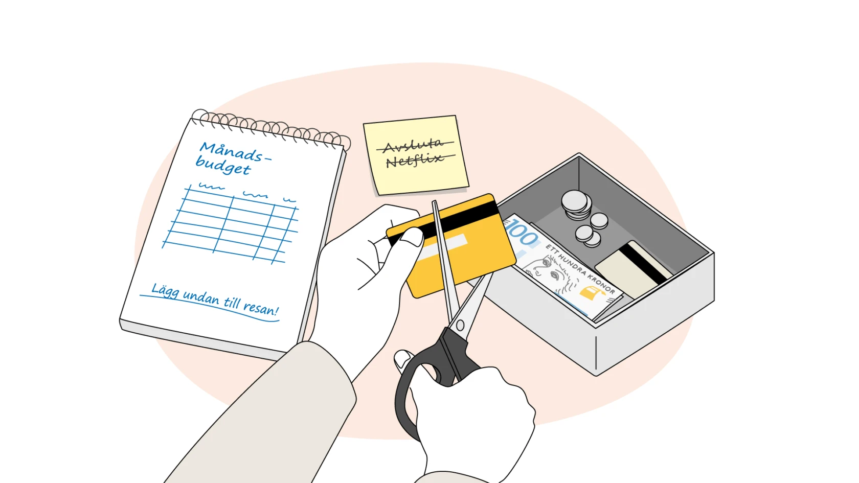illustration av saker man kan göra för att få kontroll över sin ekonomi