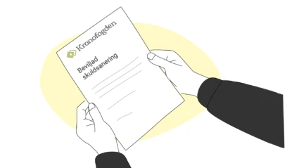 Papper med beviljad skuldsanering från Kronofogden