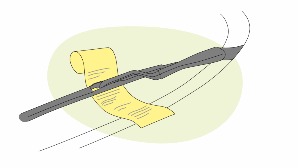 Illustration av en p-bot under en vindrutetorkare