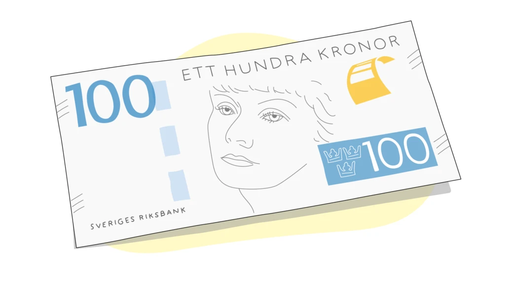 Illustration av hundrakronors sedel