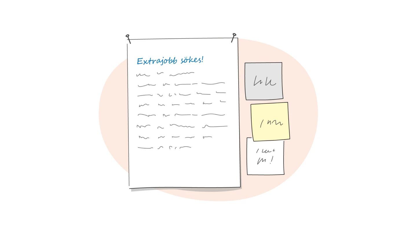 Illustration av ett lapp med en jobbannons