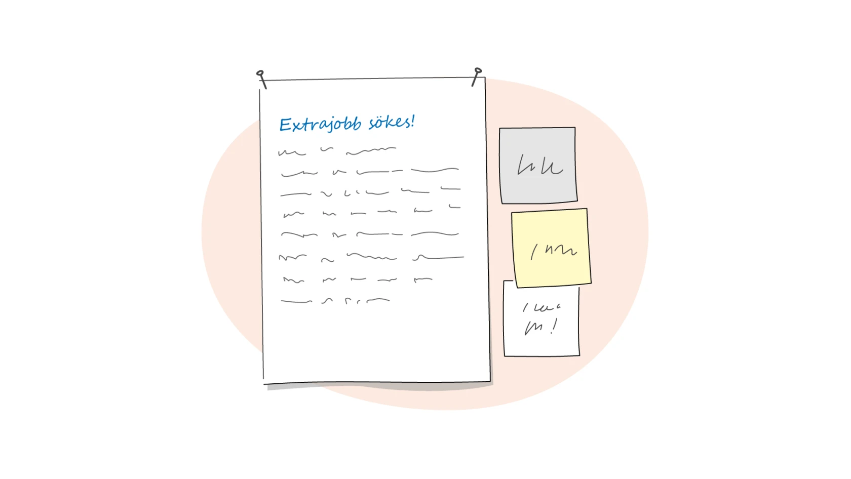Illustration av ett lapp med en jobbannons