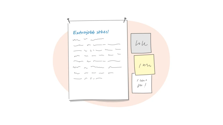 Illustration av ett lapp med en jobbannons