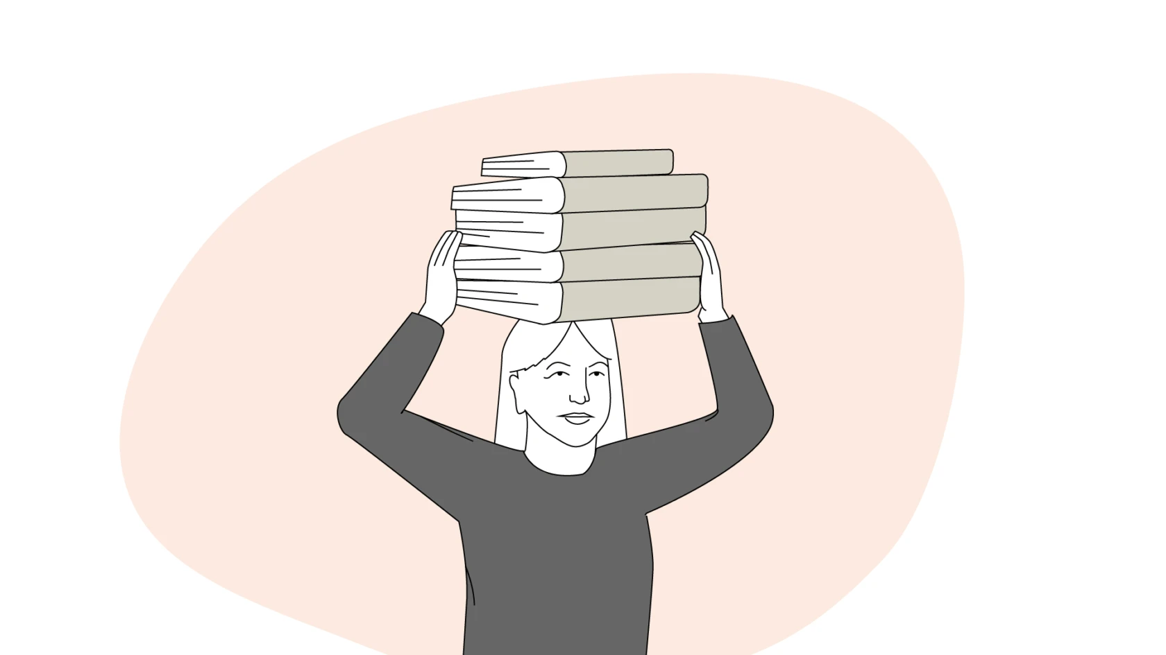 Illustration av en person som bär ett berg av fakturor över huvudet