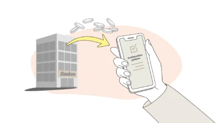 Illustration av en bank som lånar ut pengar via lån utan kreditkoll