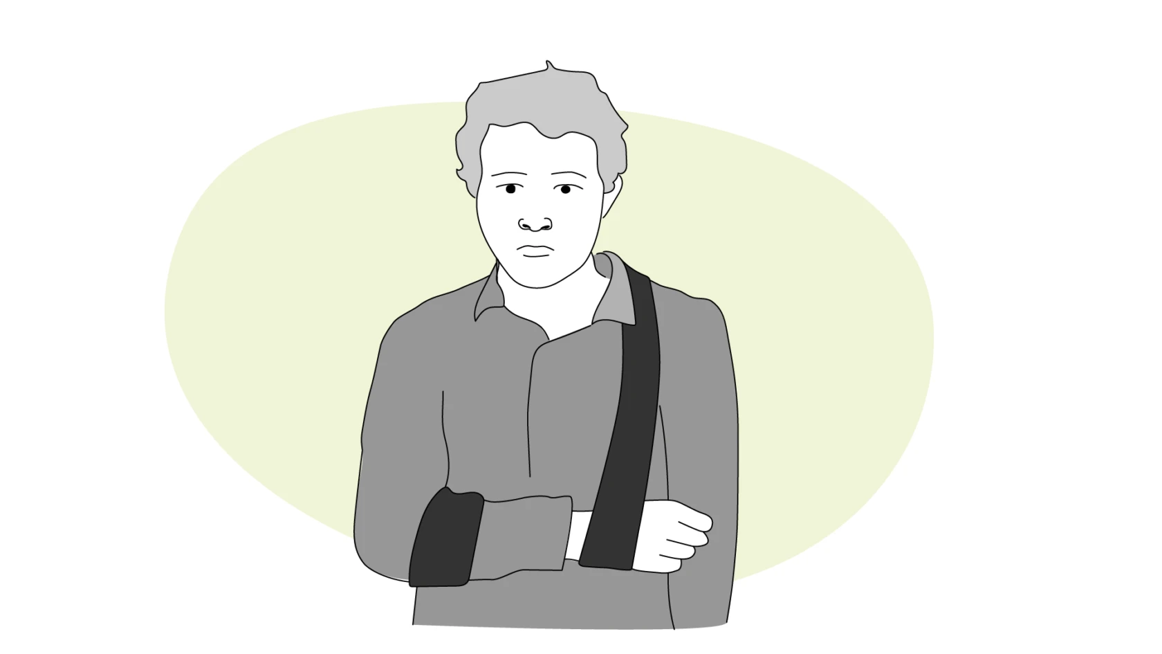 Illustration av en person med mitella