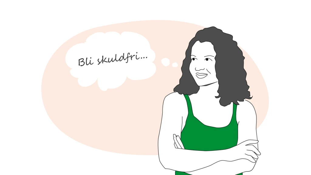 Illustration av en person som tänker på att bli skuldfri