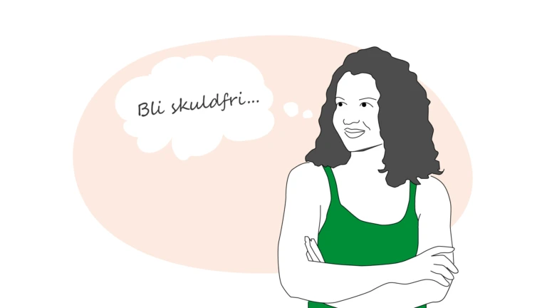 Illustration av en person som tänker på att bli skuldfri