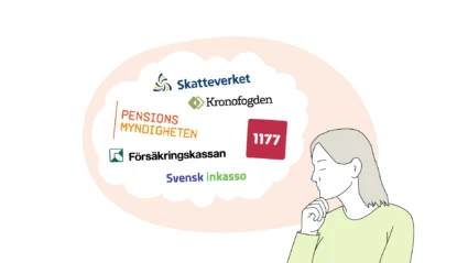 Illustration av en person som funderar över olika myndigheter