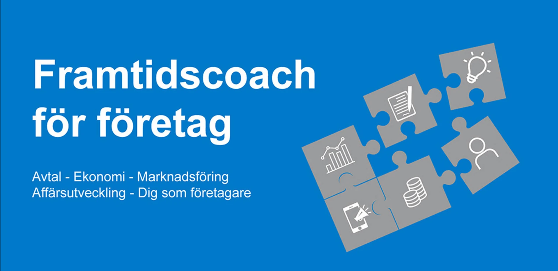 Grafisk bild med texten ”Framtidscoach för företag”