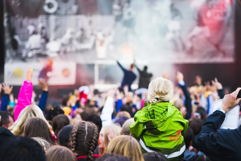 Publikhav under en konsert på Hx 2017.
