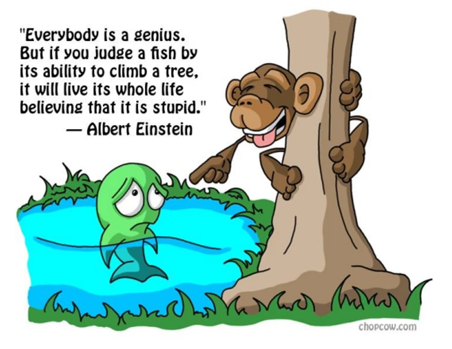 Everybody is a genius. But if you judge a fish by its ability to climb a tree, it will live its whole life believing that it is stupid.