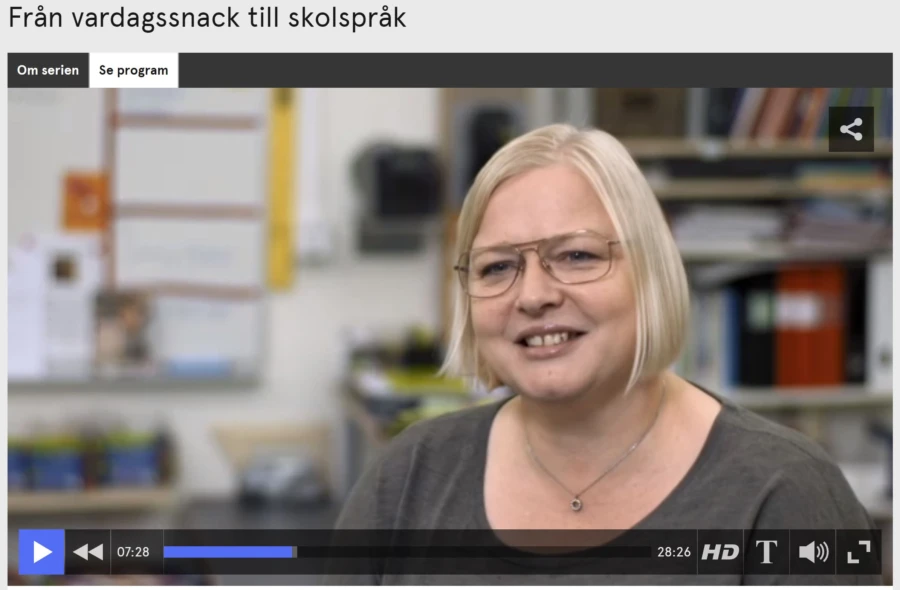 Skärmklipp på Susanne Jönsson ur programmet Att se mönster och strukturer