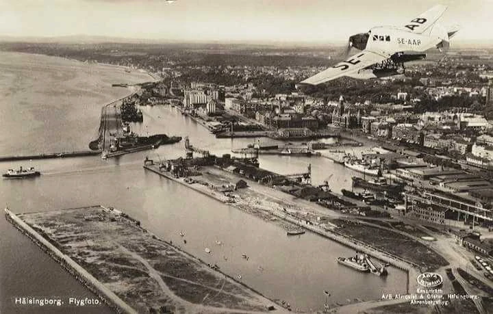 Gammal flygbild på Oceanhamnen