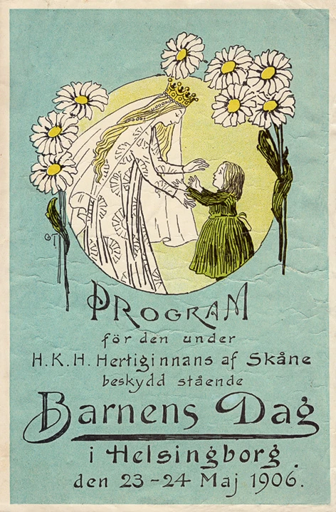 Program och rockmärke från första Barnens Dag 1906.