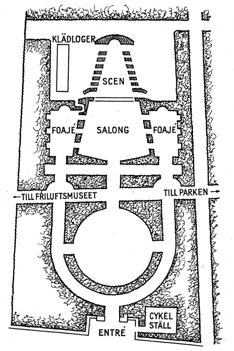 Plan över Fredriksdalsteatern 1930-talet.