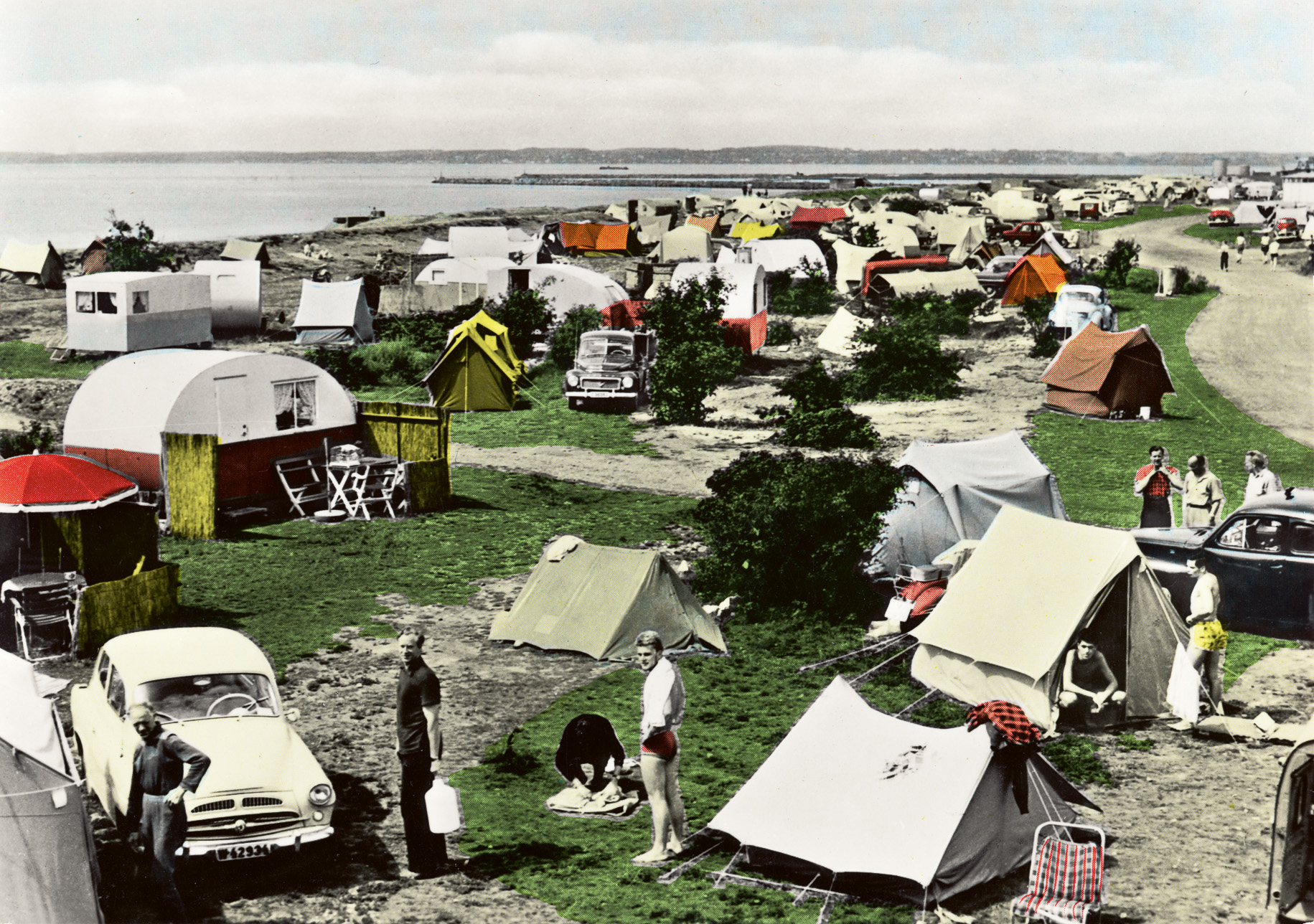 Råå camping, vid de forna befästningsvallarna. Foto 1960-tal