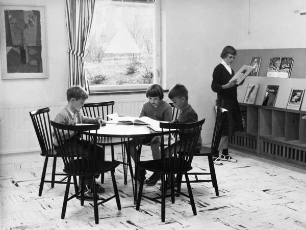 Barnavdelningen på Stadsbiblioteket, 1950-tal, Foto AB Helsingborgs-Bild