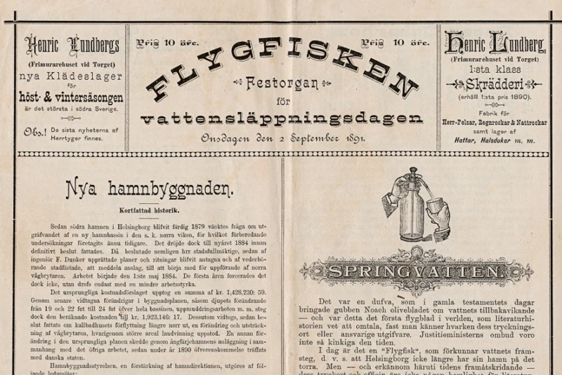 Detalj av programblad till invigningen 1891