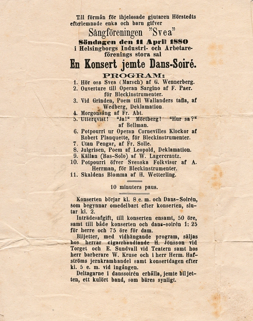 Helsingborgs Kvartettsångsällskaps 20-års jubileum 1915