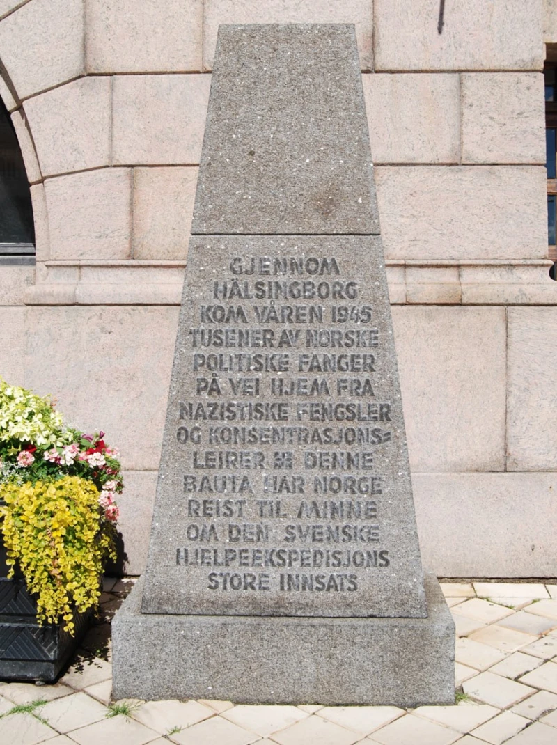 Den norska minnesstenen, placerad mot Drottninggatan. Foto: Sofia Rydell