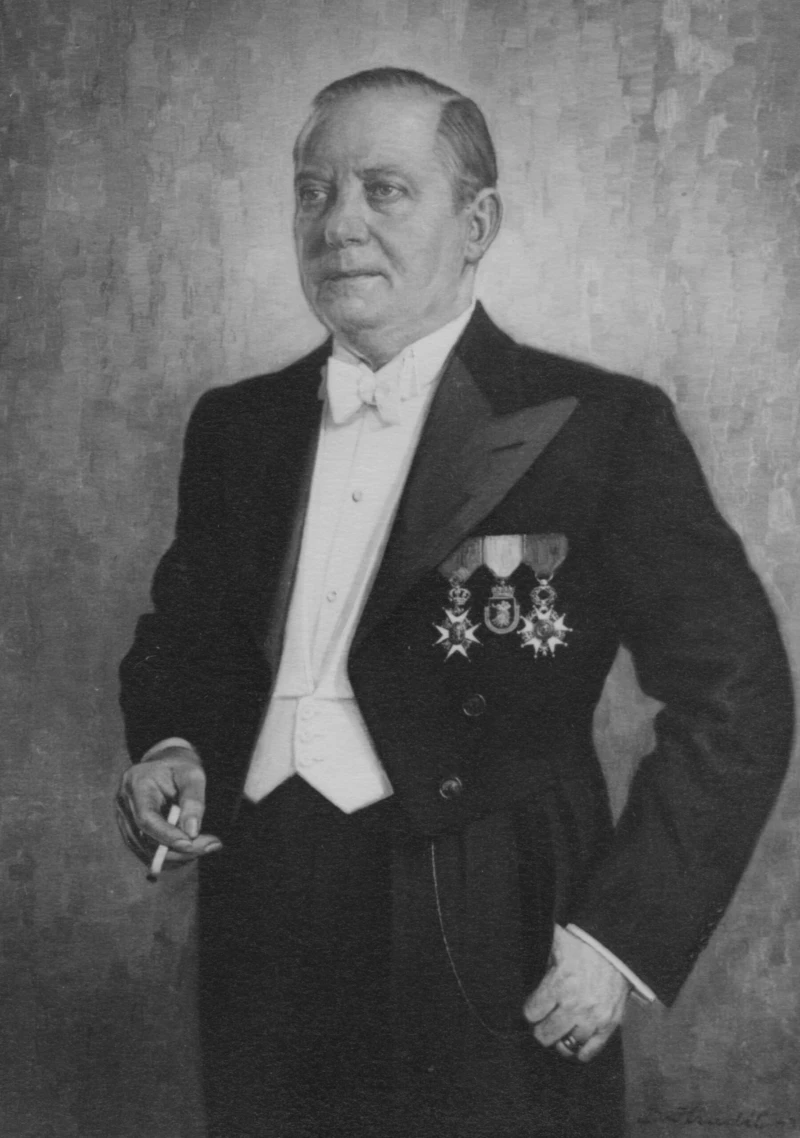 Avfotograferat porträtt av direktör Frölich. Porträttet målat av Béla Hradil. Fotografiet tillhör Helsingborgs museum.