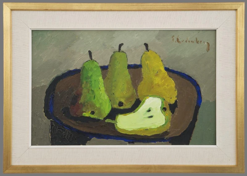 Målningen ”Päron på bord” av Eric Cederberg