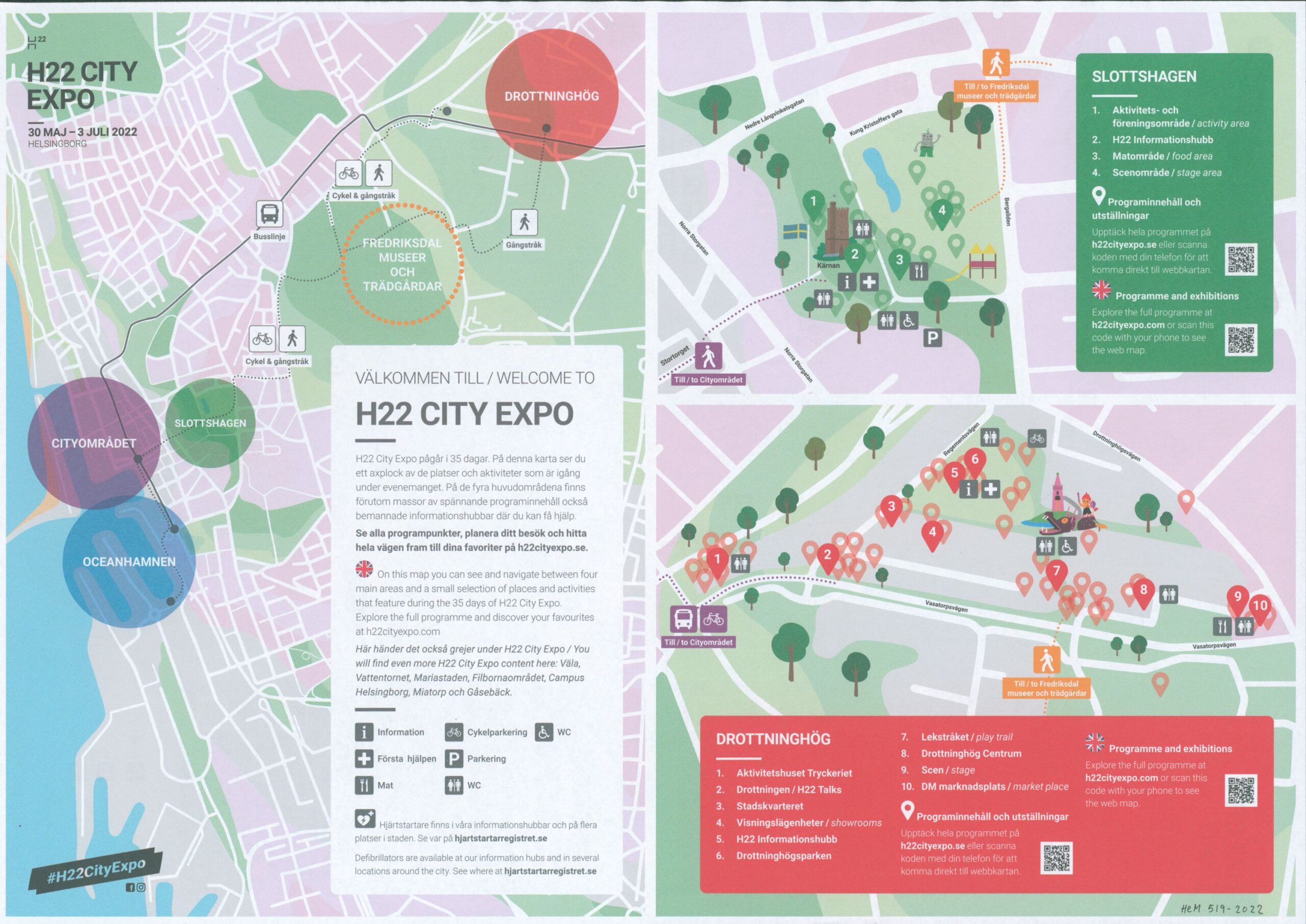 Tecknad karta över mässområdena.